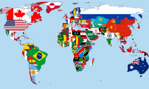 Map of flags that represent every country on Earth